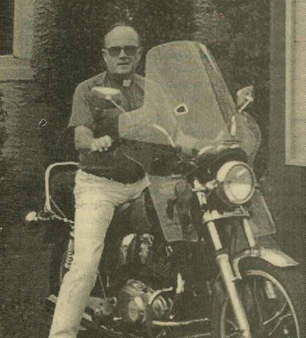 John D. Burkhart on motorcycle